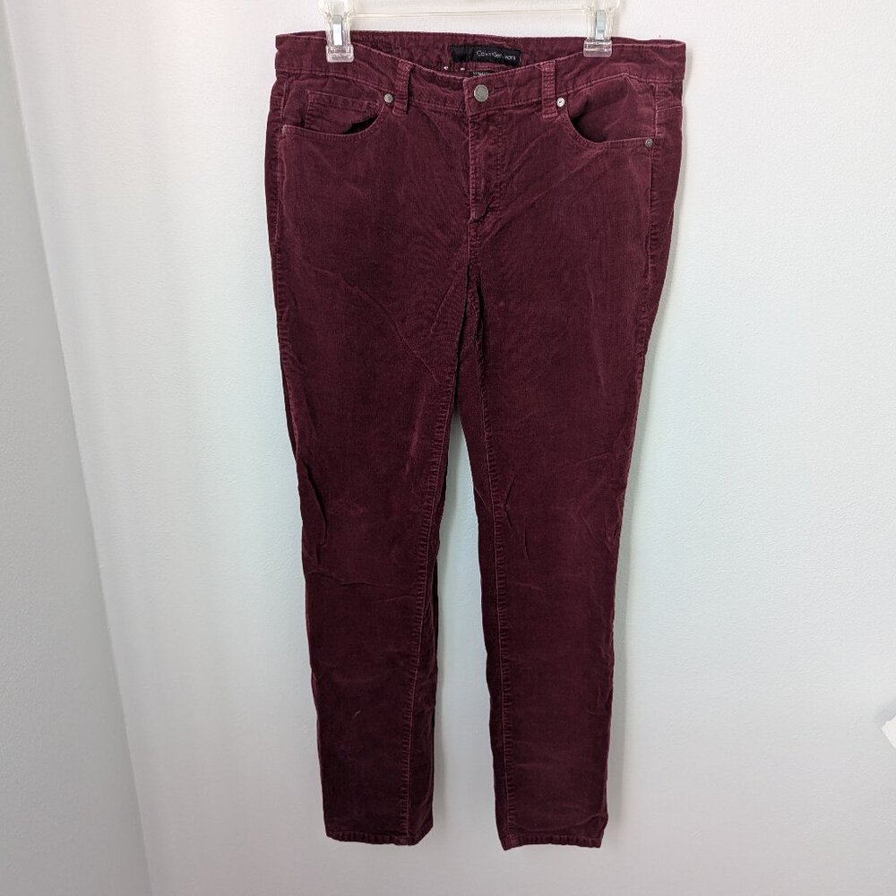 CK Jeans Burgundy Corduroy Ultra Skinny Pants, 14/33